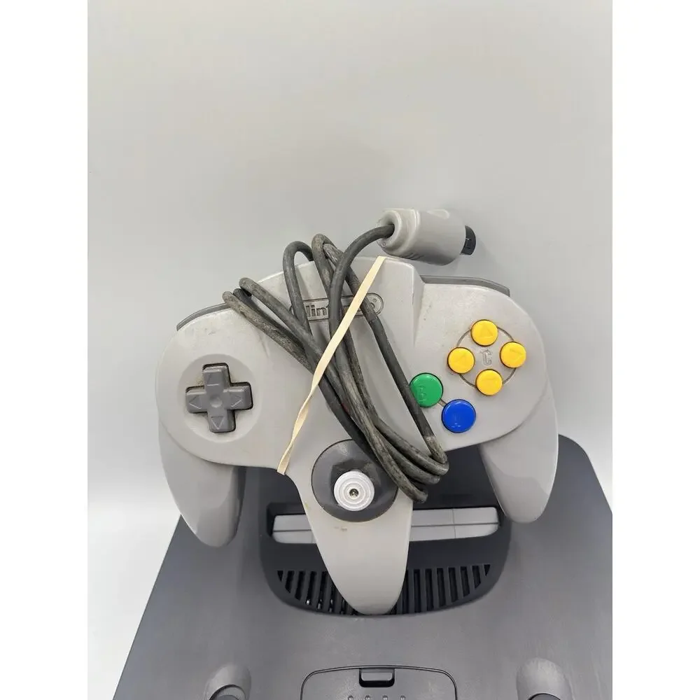 Nintendo 64 Console Bundle OEM Gray Controller & Cords Tested Working!